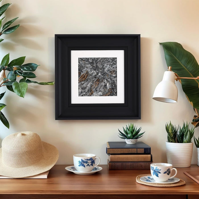 Natural Marble Decorative Wall Art Home Decor for Living Room Abstract Stone Painting Bedroom Aesthetic Office Farmhouse Fall Heavy Texture Picture Framed 14X14 Inch Platinum Diamond