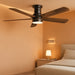 Ceiling Fans with Lights, 42 Inch Ceiling Fan with Light with App/Remote Control, 6000K Dimmable LED, Modern Flush Mount Ceiling Fan for Indoor Bedroom Living Room, DC Reversible, Black