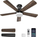 Ceiling Fans with Lights, 42 Inch Ceiling Fan with Light with App/Remote Control, 6000K Dimmable LED, Modern Flush Mount Ceiling Fan for Indoor Bedroom Living Room, DC Reversible, Black