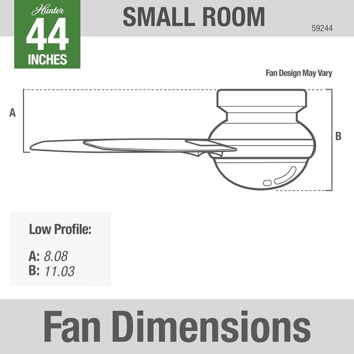 Fan Dempsey Low Profile Ceiling Fans with Lights and Remote, Flush Mount Ceiling Fan with Lights, Metal, Fresh White, 44 Inch LED