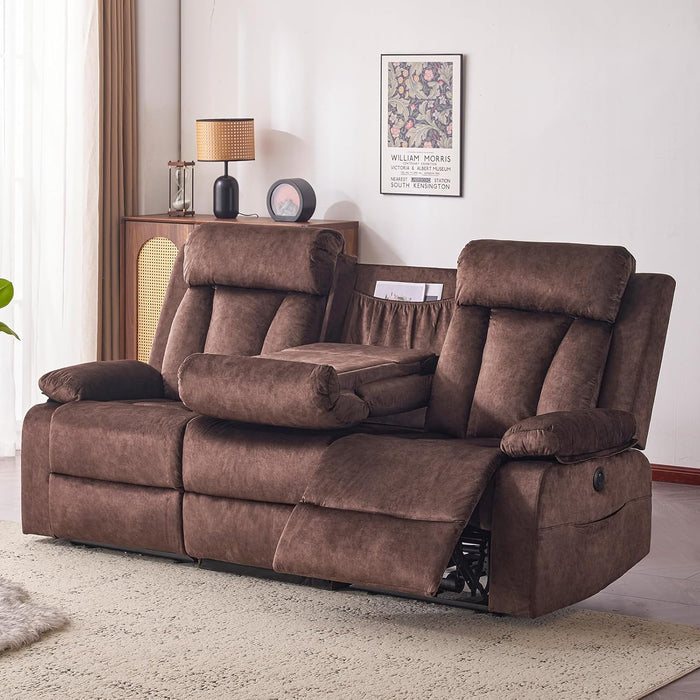 Power Reclining Sofa with Heat&Massage, Reclining Couch with Multi-Function Console/Usb Ports/Type C, Wall Hugger 3 Seater-Sofa Recliner, Reclining Sofa Couch for Living Room