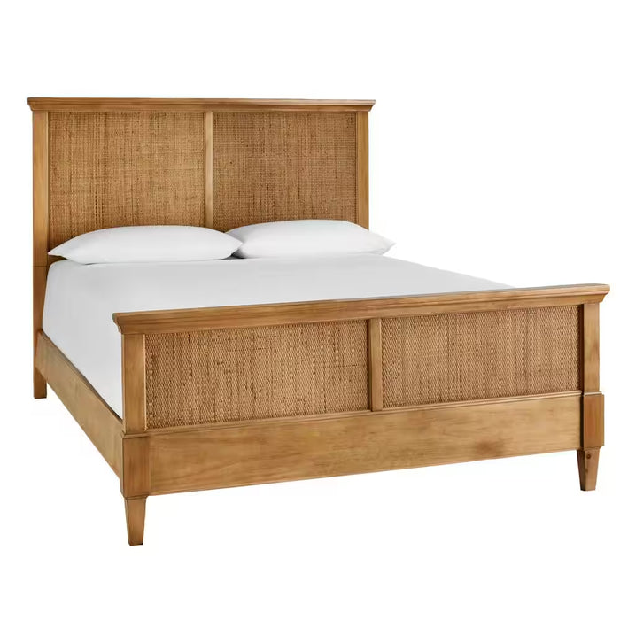 Marsden Patina Wood Finish Wooden Cane Queen Bed (65 In. W X 54 In. H)