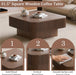 31.5" Square Coffee Table with Hidden Storage Compartment, Modern Handcraft Fluted Drum Coffee Table, Wooden Square Center Table Cocktail Tea Table with Sturdy Pedestal for Living Room,Walnut