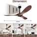 52 Inch Ceiling Fan without Lights, Walnut Finish | Outdoor Ceiling Fan with Remote, 6-Speed Adjustable Reversible DC Motor for Patio & Living Room