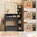 Makeup Vanity with Chair, Small Vanity Desk with Mirror and Lights 3 Colors, Girls Vanity Set with Power Outlet, Compact Vanity Table for Small Space, Black