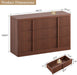 Walnut Dresser for Bedroom, 47" Wide 6 Drawer Dresser, Modern Chest of Drawers with Solid Wood Handle, Curved Profile Design, Wood Dresser Storage Organizer, Living Room, Hallway