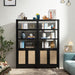 Rattan Boho 5 Tier BookshelfStorageUnit With Doors