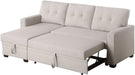 Beige L Shaped Convertible Sleeper Sectional Couch