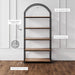 Nathan James Haven Etagere Bookshelf, 5-Shelf Bookcase in Oak Wood and Black Metal Frame with Arch Top and Open Shelves, Oak/Black, Set of 2
