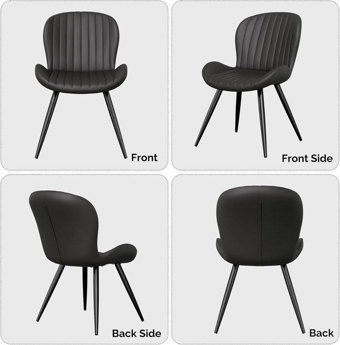 Dining Chairs Set of 6, Modern Dining Room Chairs Comfy Backrest Thick Upholstered Kitchen Chairs 19IN Height with Metal Legs Black