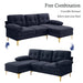 Convertible Sectional Sofa Couch, L-Shaped Couch with Reversible Chaise Lounge, Chenille Fabric Modern Sofa for Living Room, Apartment, Office, 3 Seats, Dark Blue