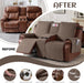 100% Waterproof Recliner Loveseat Cover with Console, Non-Slip Reclining Couch Covers for 2 Seat, Recliner Sofa Cover Furniture Protector with Elastic Straps for Kids, Pets, Brown