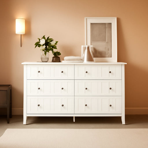 White 6-Drawer Dresser with Deep Space