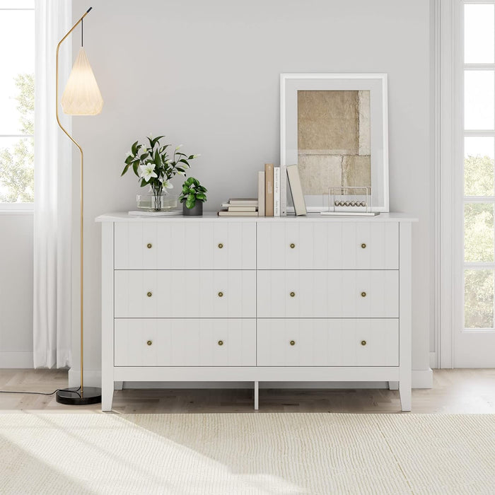 White 6-Drawer Dresser with Deep Space