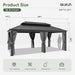 12x20 Hardtop Galvanized Steel Gazebo With Curtains