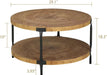 Round Boho Wood Coffee Table - 29.1" Farmhouse Natural Circle Wooden 2-Tier Coffee Tables Living Room Furniture, 29.1" D X 18.3" H, Natural Wood Color
