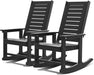 Outdoor Rocking Chairs | Set of 2 | Porch Rocker | HDPE Plastic | Black | Oversized Rockers | High Back | Big & Tall | Ladder Back | for Patio outside Backyard Balcony Garden