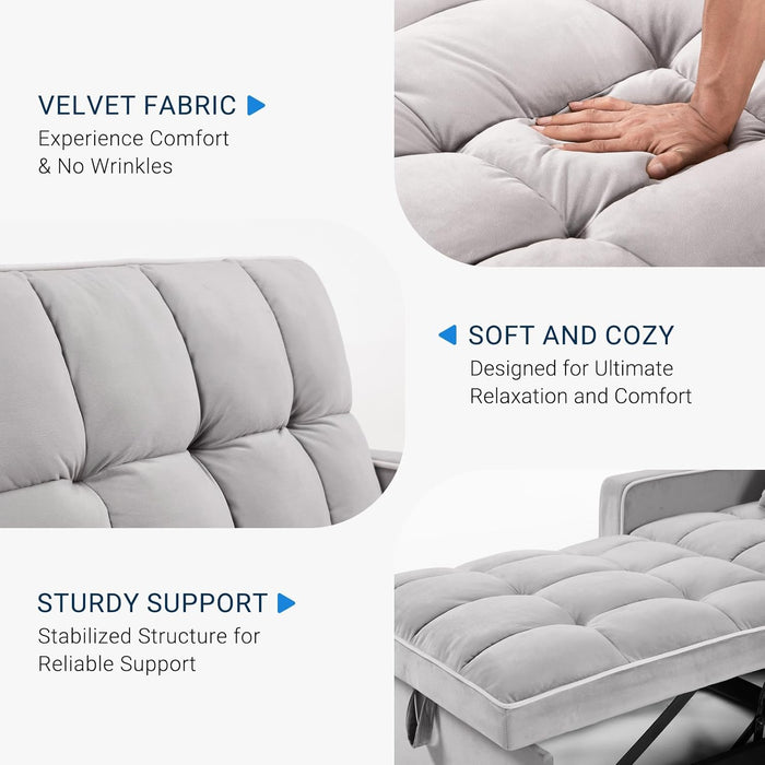 Grey Sleeper Sofa Bed Chair ThreeLevelAdjustableBackrest