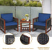 3 Pieces Acacia Wood Patio Furniture Set with Coffee Table