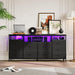 63.3 in Black Dresser for Bedroom, 10 Drawer Dresser TV Stand for 65 70 75 in TV, Fabric Chest of Drawers with LED Lights & Power Outlets, Long Entertainment Center for Closet, Living Room, Entryw