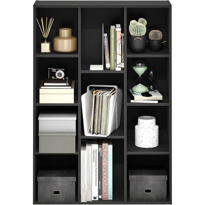 Luder 11-Cube Reversible Open Shelf Bookcase, Blackwood