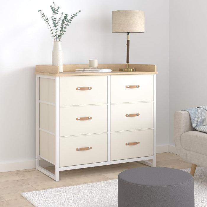 Beige Kids Dresser With 6 Drawers