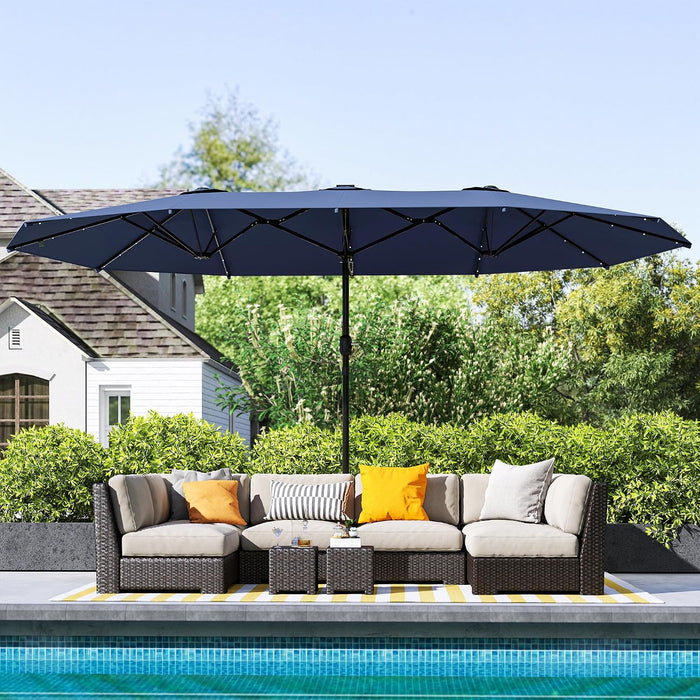 14.4Ft Large Patio Umbrella with 36 Solar LED Lights