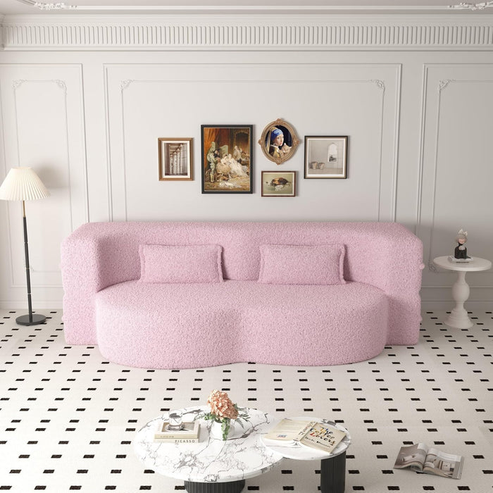 Powder Pink UltraComfort Contemporary Foldable Sleeper Sofa