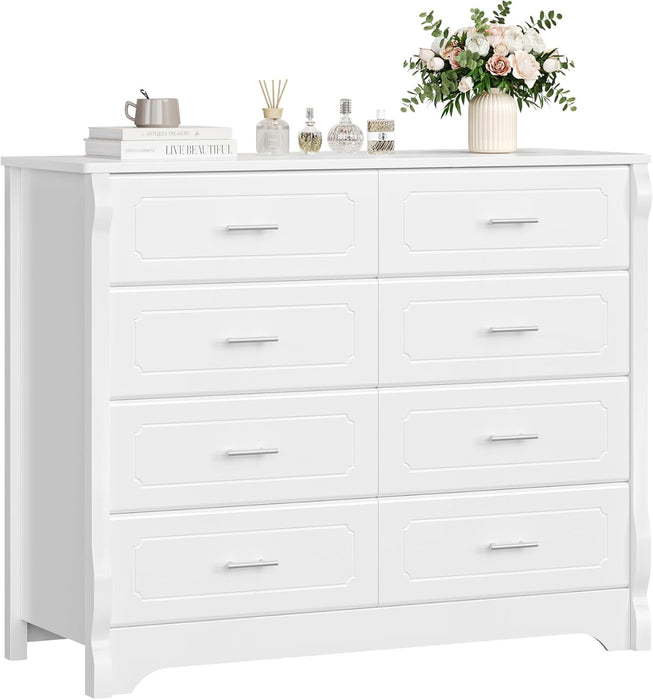 White Dresser with 8 Deep Drawers