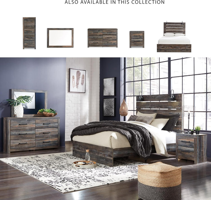 Drystan Weathered Brown Rusticated Six Drawer Dresser