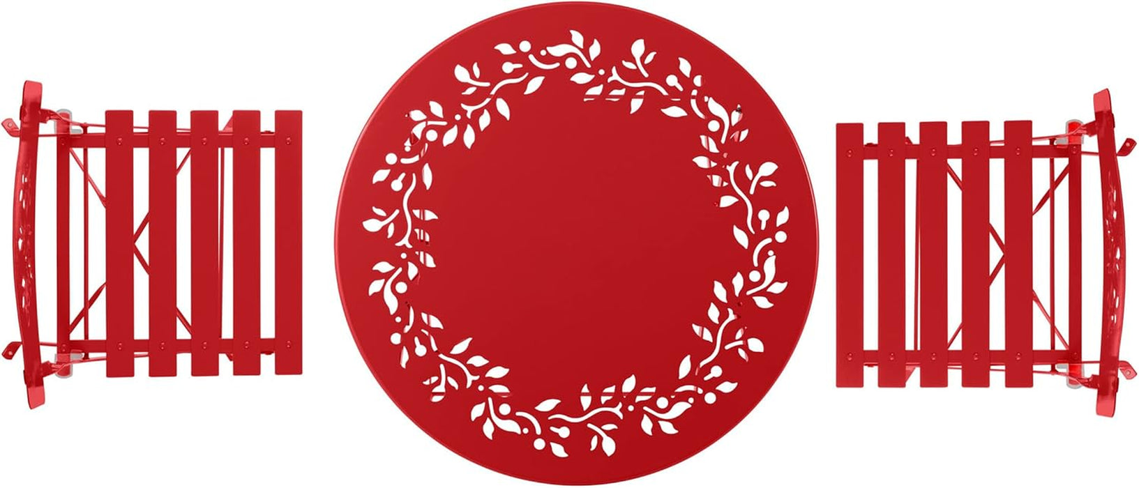 Indoor/Outdoor 3-Piece Bistro Set Folding Table and Chairs Patio Seating, Red