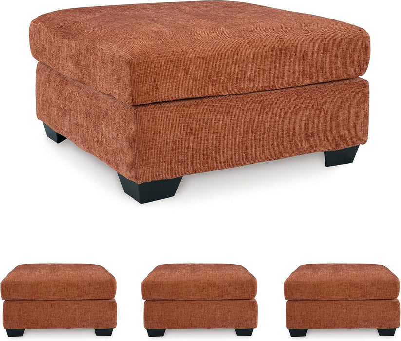 Aviemore Casual Square Oversized Accent Ottoman for Living Room, Orange
