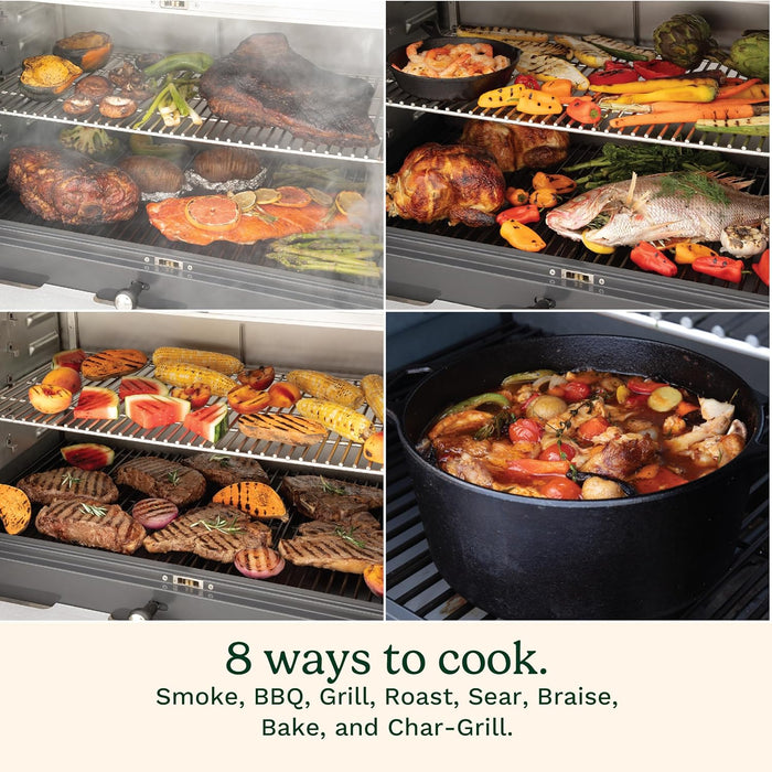 8-In-1 Portable Wood Pellet Grill and Smoker, Compact for RV, Tailgates, Camping, and Backyard Cooking, Smoky Flavor, Versatile Meat Smoker