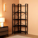 5-Shelf Corner Bookshelf, 68.5" L-Shaped Open Bookcase, Black
