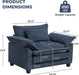 Oversized Chenille Accent Chair Blue DeepSeat Cushioned