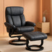 PU Leather Massage Recliner Chair with Ottoman 10 Point Vibration Swiveling Armchair, Black