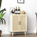 Buffet Cabinet Sideboard with Rattan Decorated Doors Kitchen Storage Cupboard Accent Cabinet (White)