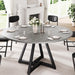 51" round Dining Table Kitchen Dining Room Circle Dinner Pedestal Table for 4 6 8, Space Saving Wood Kitchen & Dining Room Furniture (Grey)