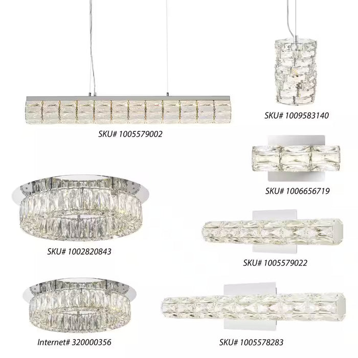 Keighley 17.5 In. Integrated LED Chrome Flush Mount Ceiling Light Fixture with Crystal Shade