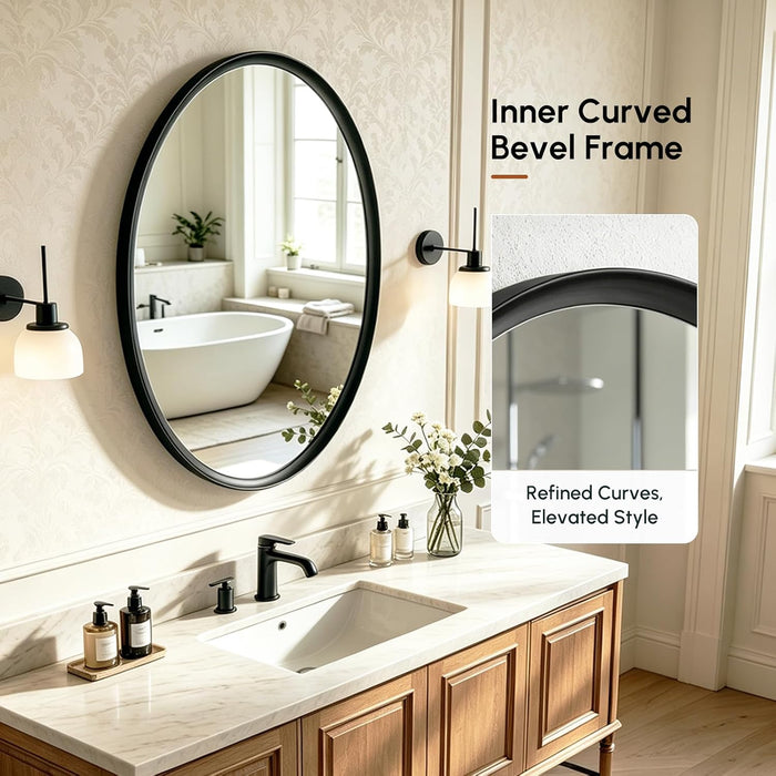 Black Oval Bathroom Mirror 20X28 Inch