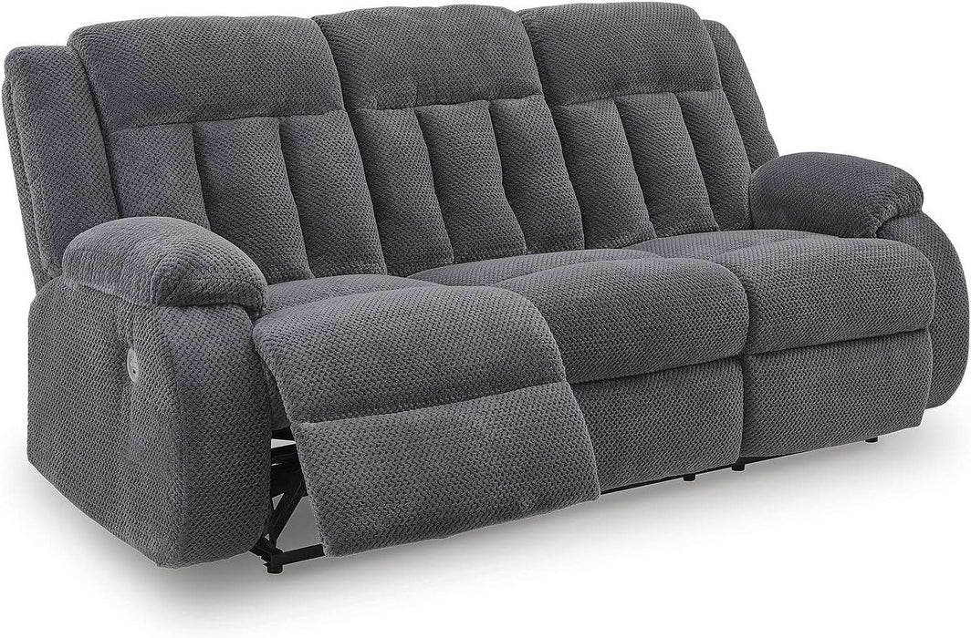 Free Wake Modern Dual-Sided Power Reclining Sofa with Drop down Table, USB Charging Port and 2 Cup Holders, Gray