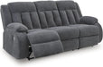 Free Wake Modern Dual-Sided Power Reclining Sofa with Drop down Table, USB Charging Port and 2 Cup Holders, Gray