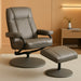 Swivel Recliner, Manual PU Leather Armchair with Ottoman Footrest for Living Room, Office, Bedroom, Grey
