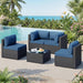 Patio Furniture Sets, 5-Piece Outdoor Patio Furniture with Thick Cushions, Wicker Outdoor Conversation Set Sectional Sofa for Backyard, Poolside, Garden, Aegean Blue