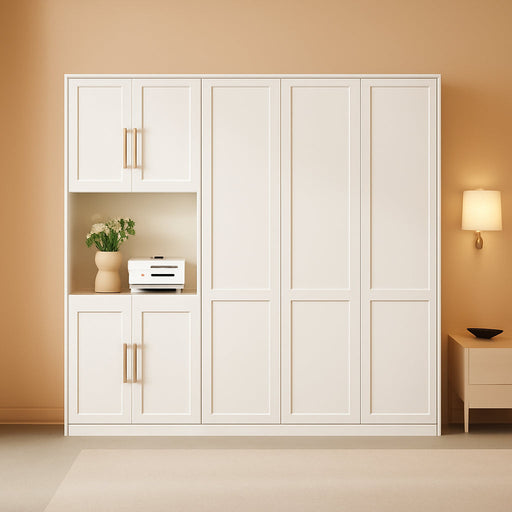 Modern Queen Size Murphy Bed, Hidden Foldable Wall Cabinet Bed Frame with Wood Slat, Space-Saving, No Spring Box Required, 95.85W'', White