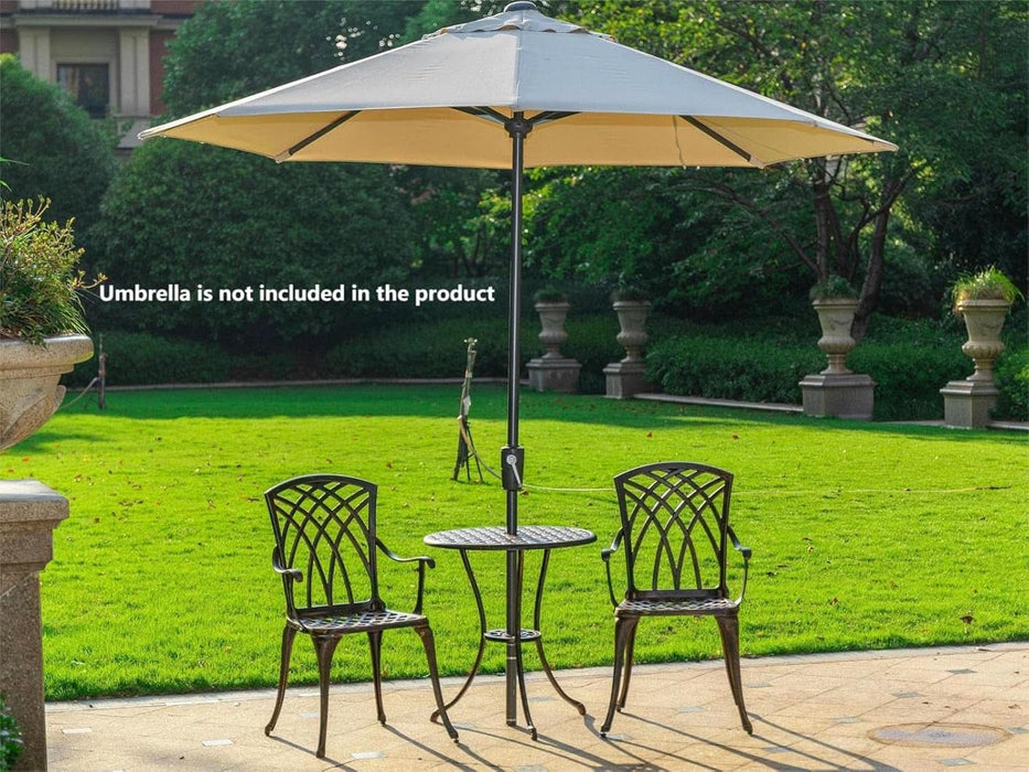 balcony patio set 3pc umbrella Bistro Set 3 Piece Rustproof Cast Aluminum Furniture Bronze