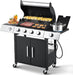 Upgraded 44,000 BTU Stainless Steel Burner Barbecue Grill, 4 Burner BBQ Propane Gas Grill with Side Stove & Cast Iron Grates for Patio, Camping, Outdoor Cooking