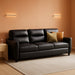 85Inch Black Faux Leather Executive Sofa USBChargingPorts