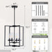 Black Chandeliers for Dining Room, 4-Light Entryway Chandelier for Foyer, 15.7" Hanging Kitchen Light Fixtures Geometric Modern Farmhouse Chandelier for Entryway Hallway Living Room Stairway