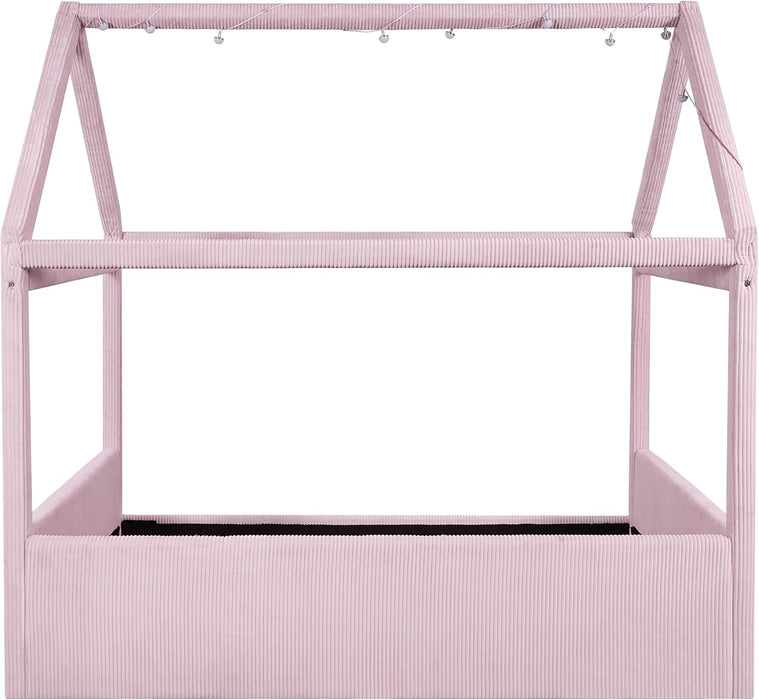 Full Sized House Shaped Corduroy Daybed PowderPink